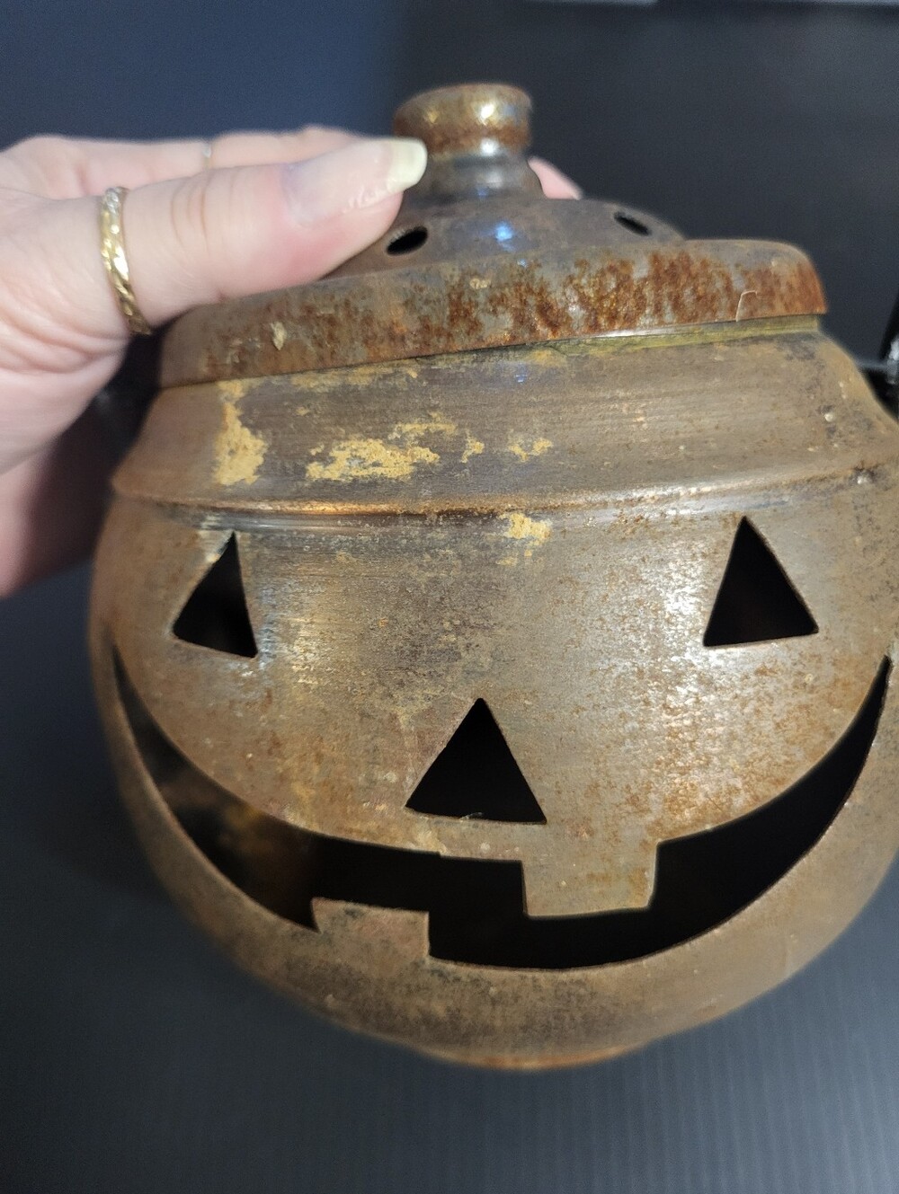 Vintage Hosley Rustic Brown Pumpkin Lantern #1614-641
